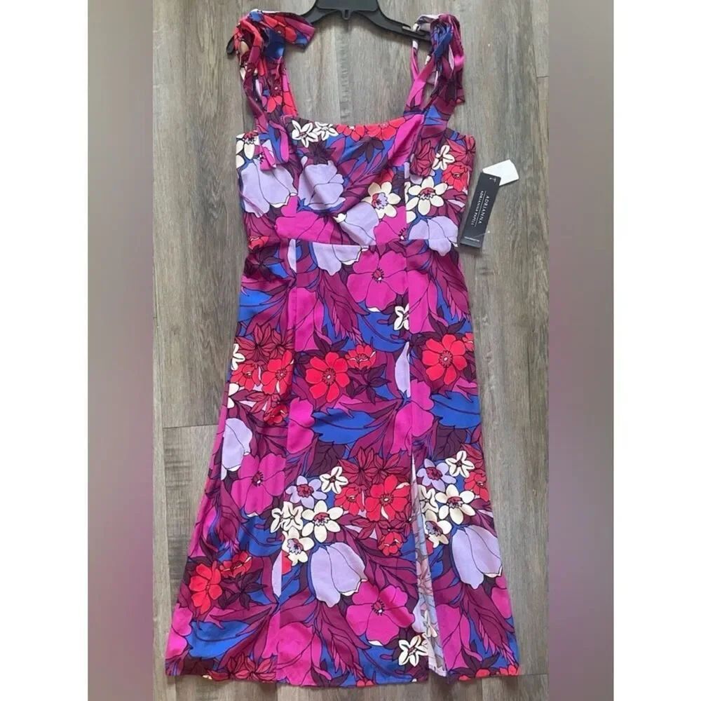 Adrianna Papell Women's Purple Floral Tie-Shoulder Dress Sz 12 NWT - Picture 3 of 7